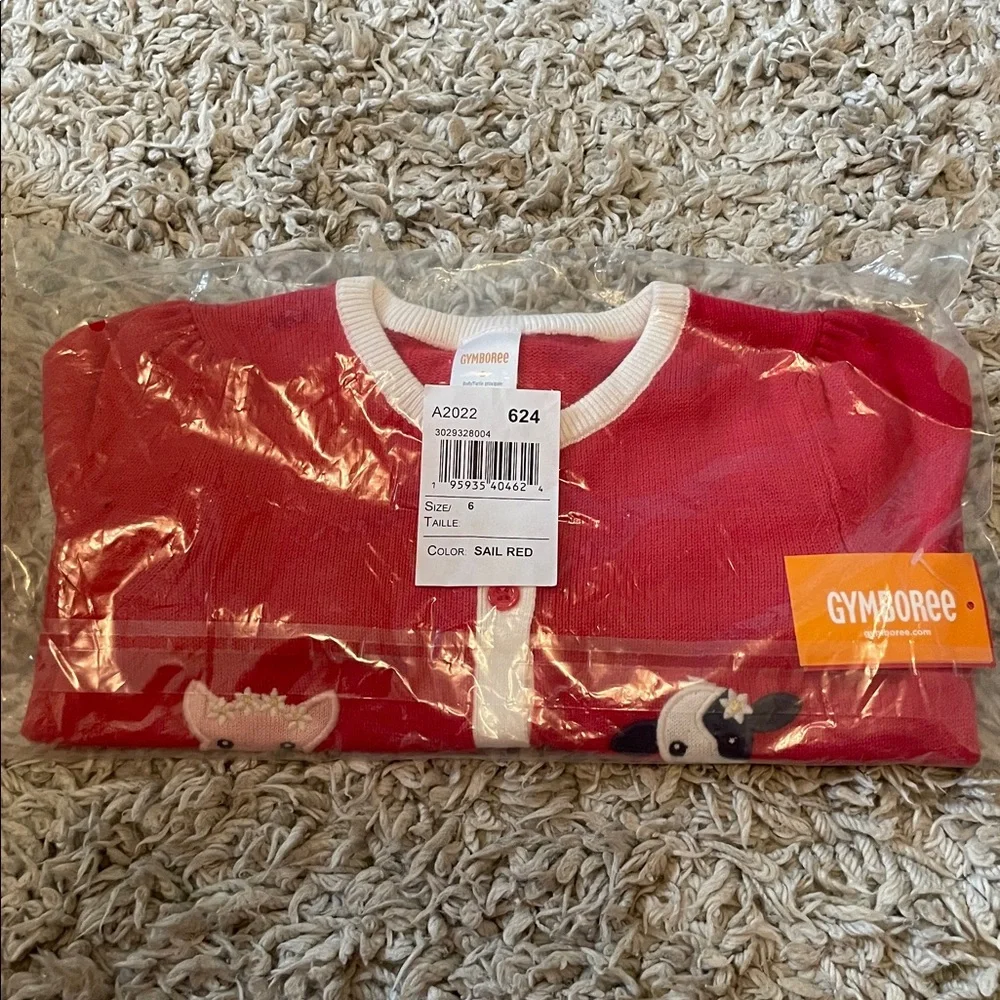 2021 Gymboree “Farming Friends” Embroidered Animal Cardigan, Size 6